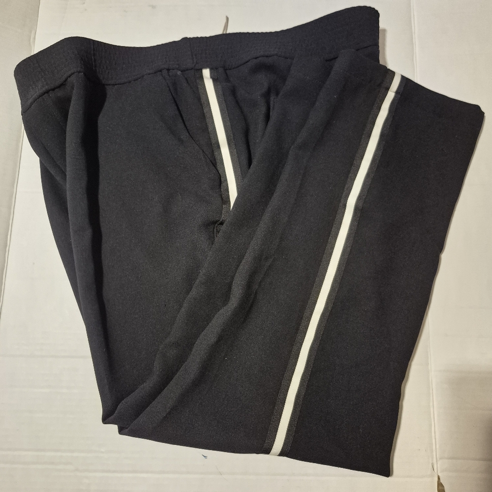 A New Day BLACK Jogger Pants W/ Black/White/Black Stripe Casual NWOT Size X/14W